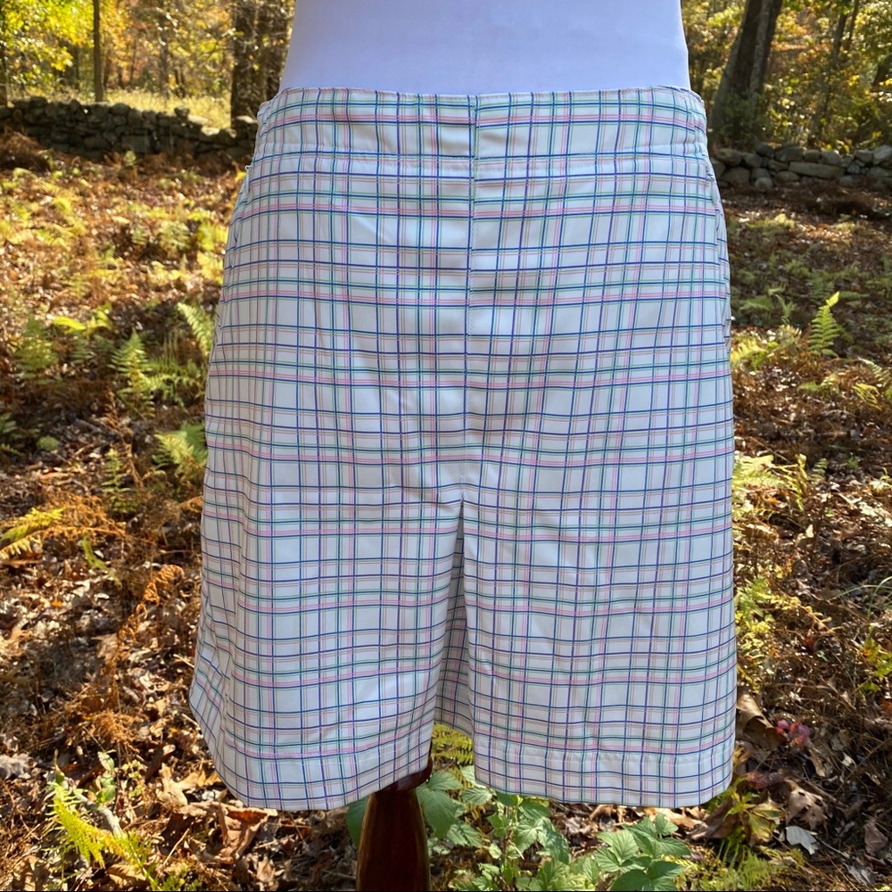 BOLLE SKIRT SHORTS SKORT MINI WHITE BLUE PLAID ACTIVE Size 8